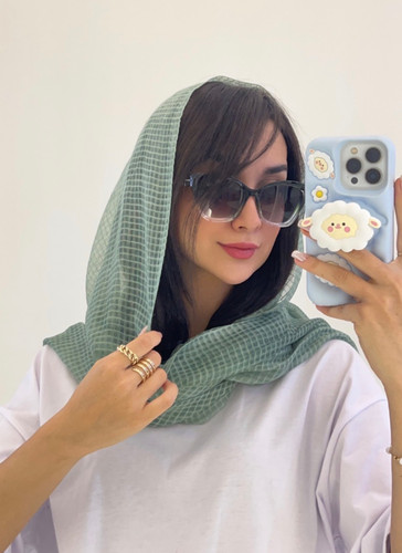شال زنانه تابستونه نازك شيشه اي شطرنجي كد ١١١